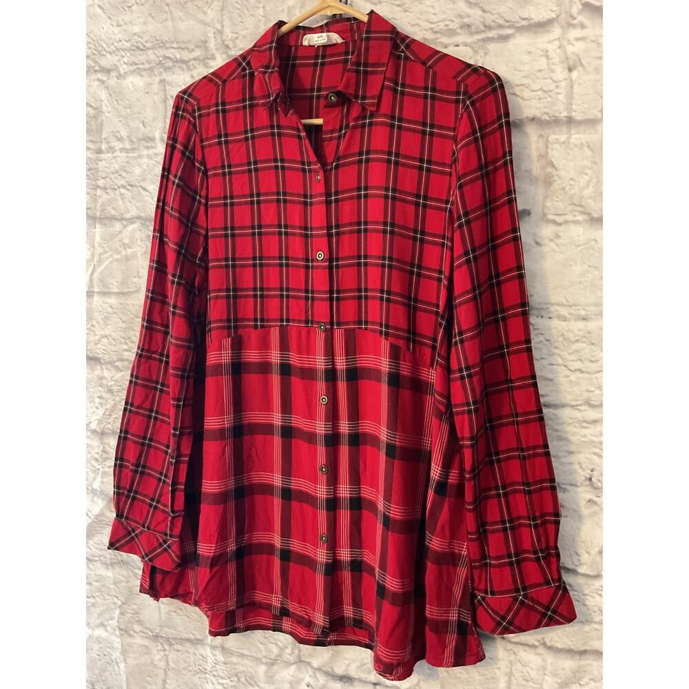 Beachlunchlounge Red Plaid Shirt Small